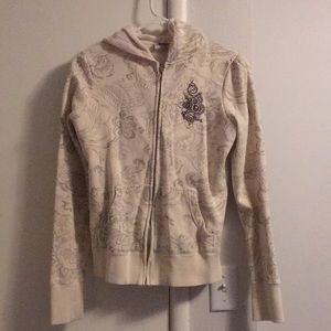 Cream long sleeve Billabong zip up sweater